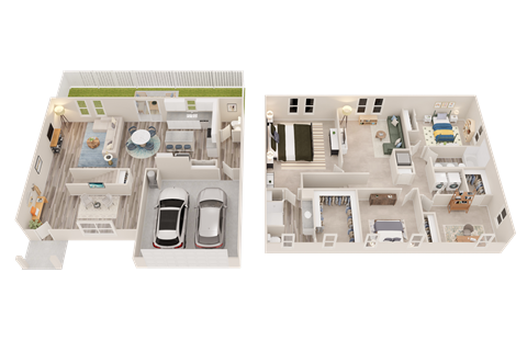 Floor plan for 4 beds, 2.5 baths, 2515 sqft